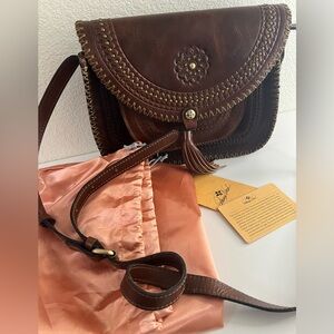 Patricia Nash Dark Brown Leather Crossbody Bag